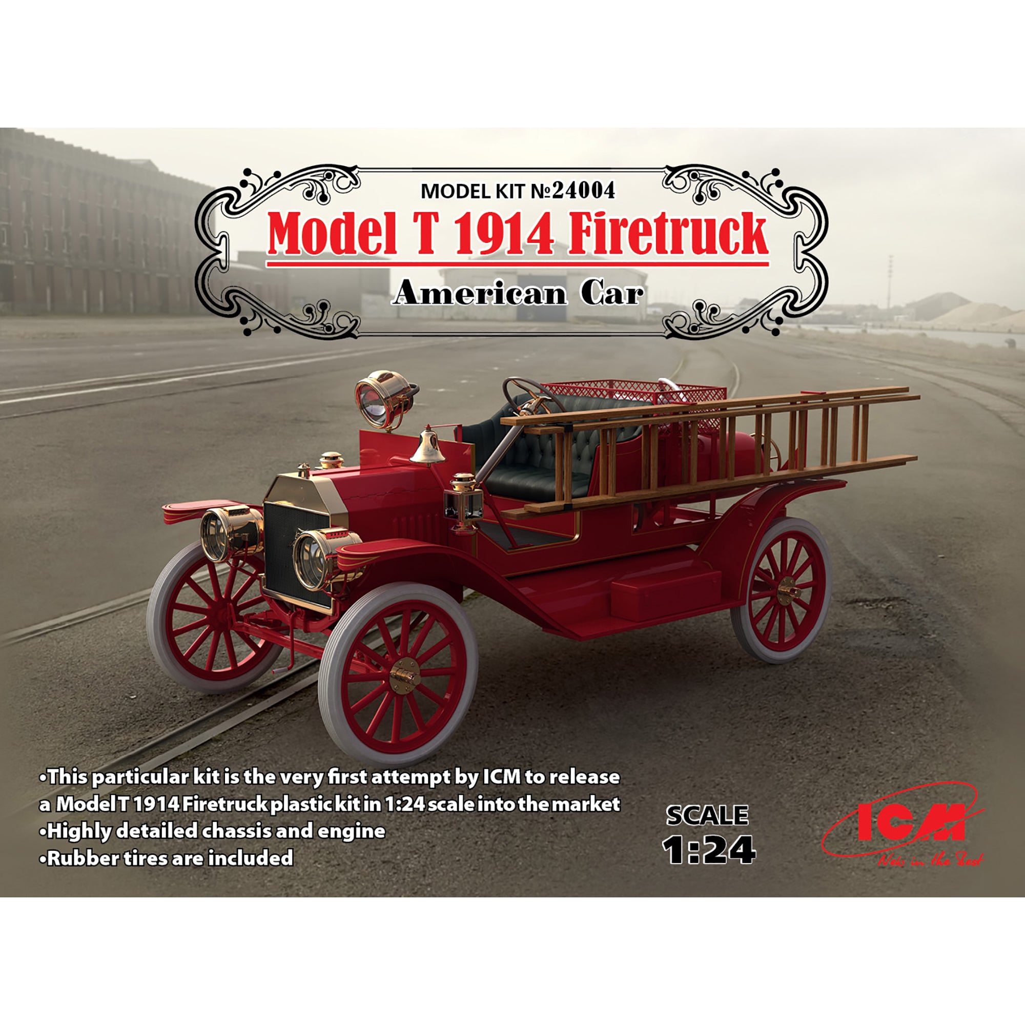 ICM 24004 car plastic models kit Scale 1:24 Model T 1914 Firetruck, American car