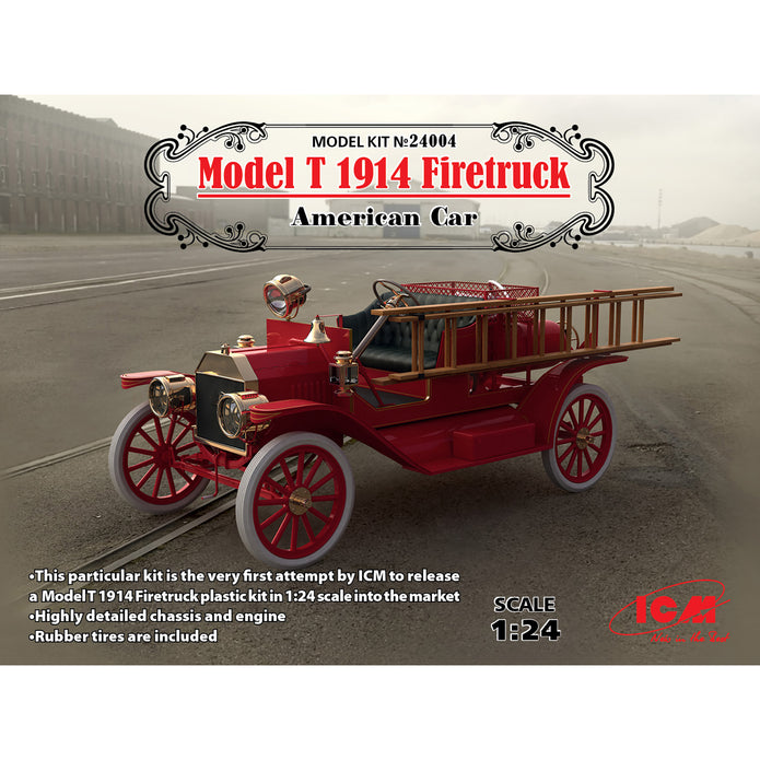 ICM 24004 car plastic models kit Scale 1:24 Model T 1914 Firetruck, American car