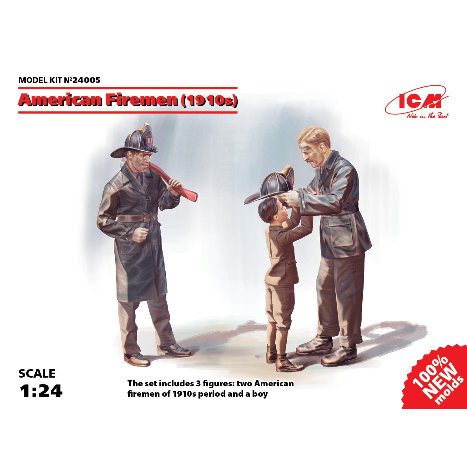 ICM24005 Plastic model figures kit Scale 1:24 American fireman 1910  kits models