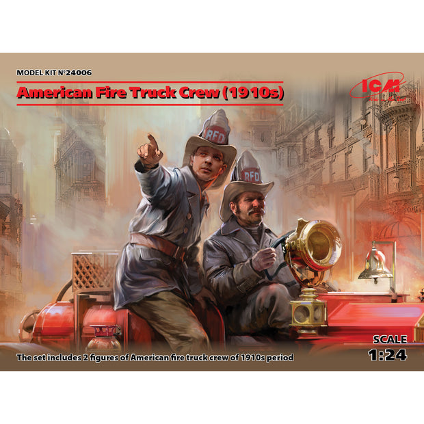 ICM 24006 Plastic figures model kit Scale 1:24 American Fire Truck Crew (1910s)