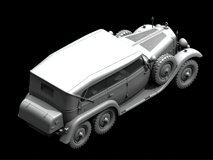 ICM 24012 Plastic model 1:24 Typ G4 with open cover, WWII German personnel car