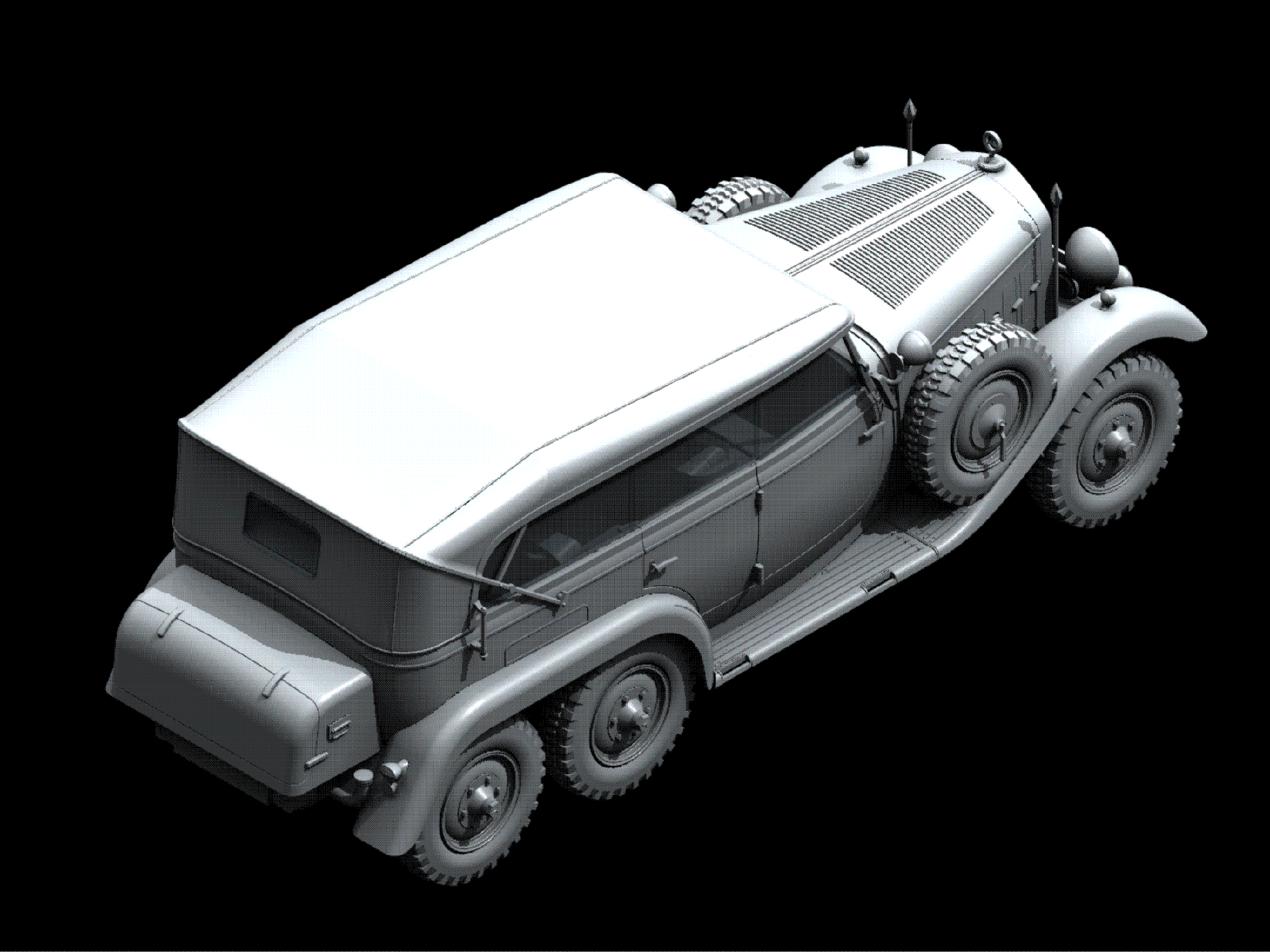 ICM 24012 Plastic model 1:24 Typ G4 with open cover, WWII German personnel car