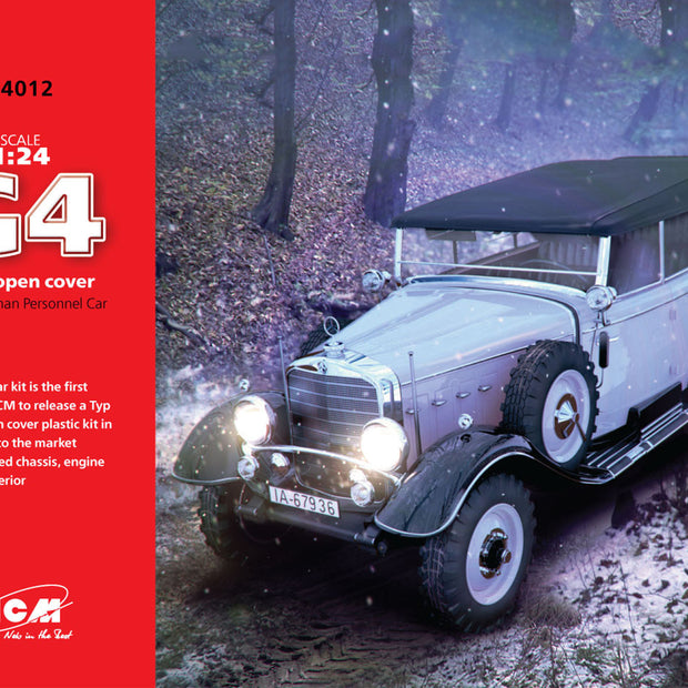 ICM 24012 Plastic model 1:24 Typ G4 with open cover, WWII German personnel car