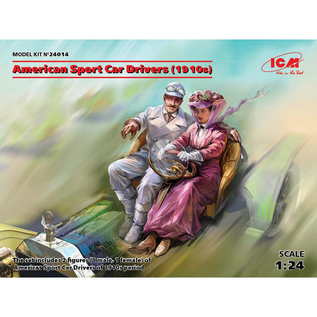 ICM 24014 Plastic model figures kit Scale 1:24 American Sport Car Drivers 1910s