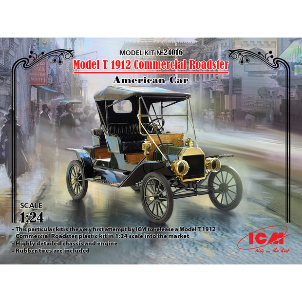 ICM 24016 Plastic model kit 1:24 Model T 1912 Commercial roadster, American car