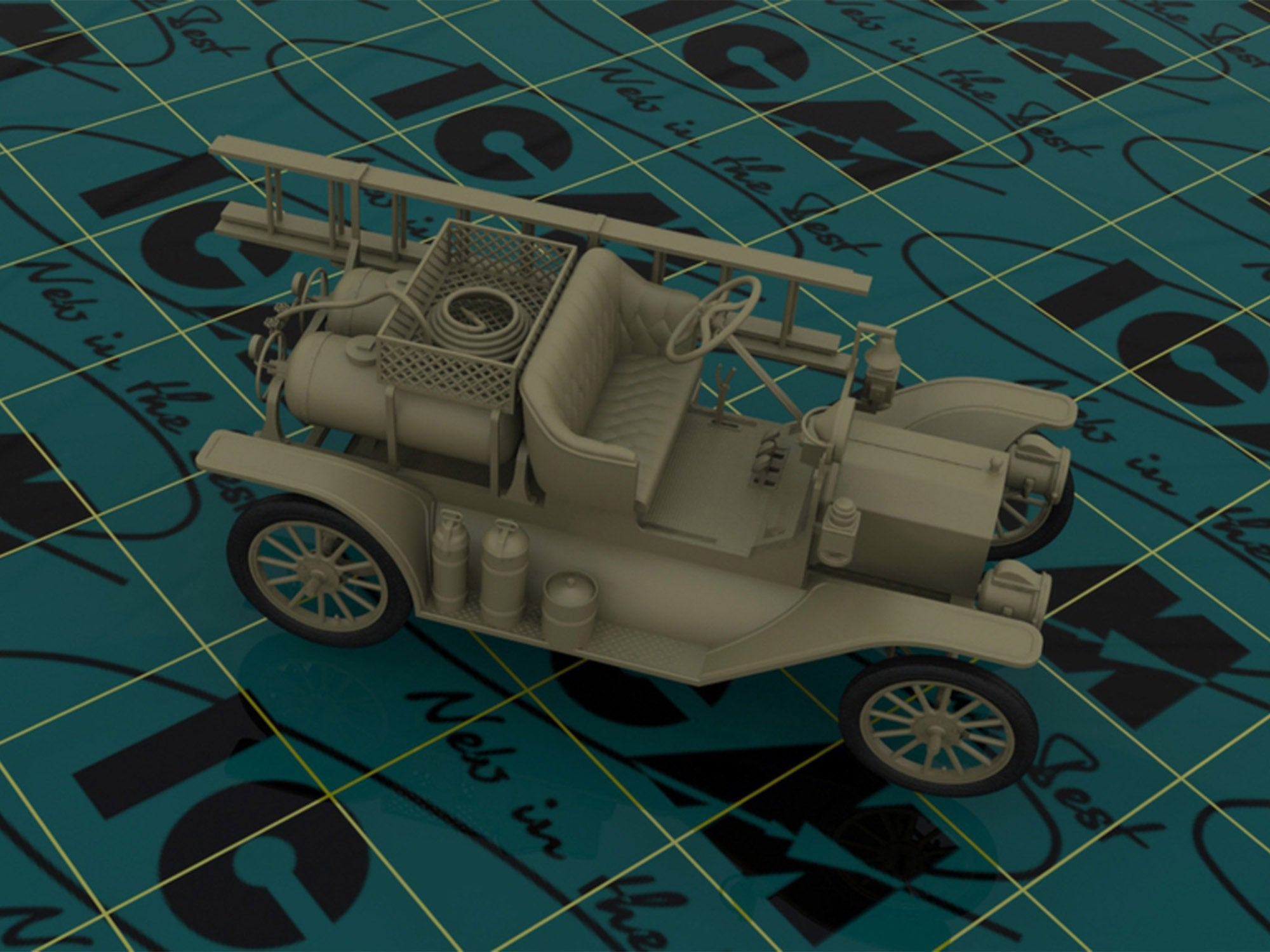 ICM 24017 Plastic model Truck  kit Scale 1:24 Model T 1914 Fire Truck with Crew