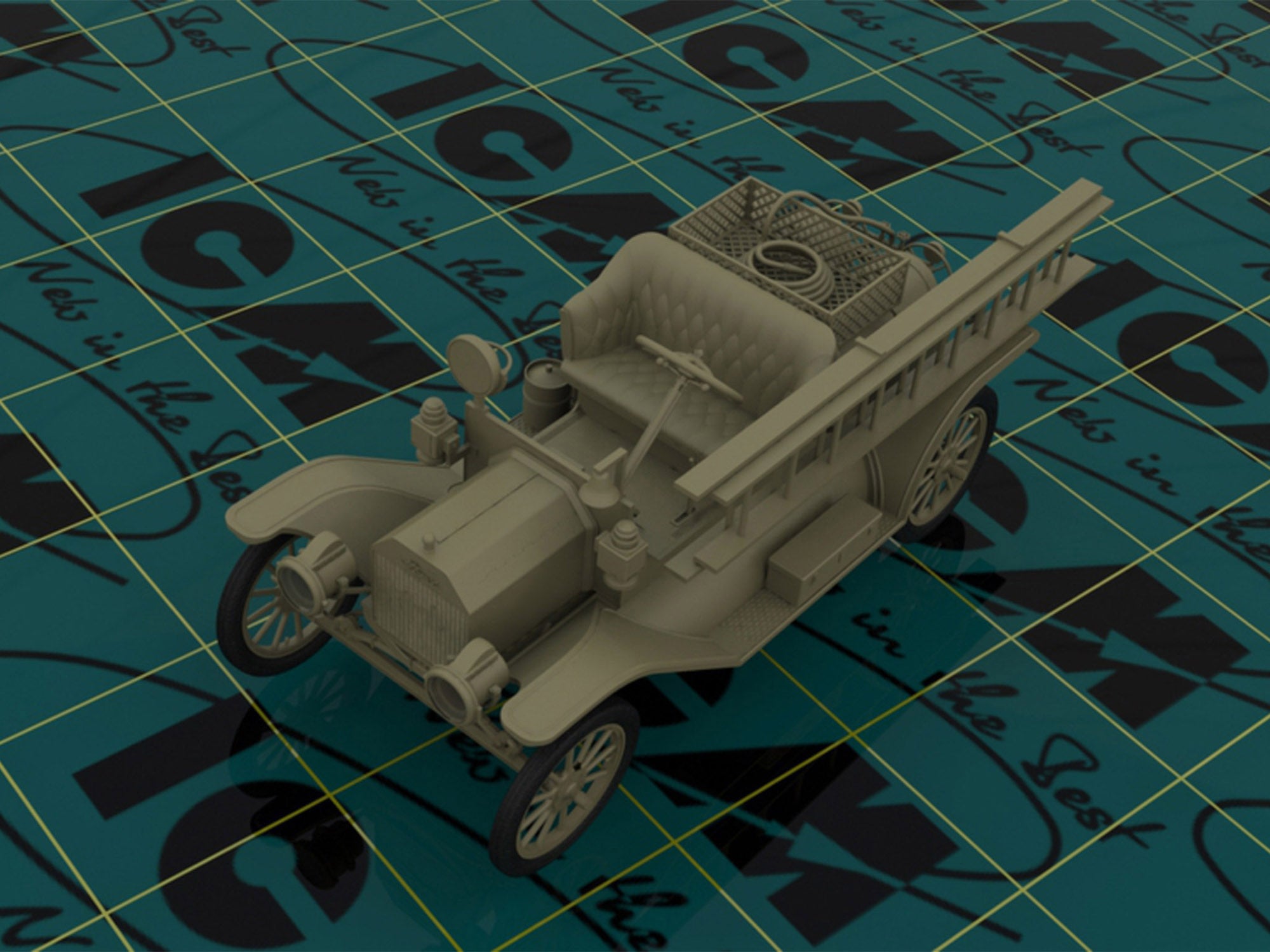 ICM 24017 Plastic model Truck  kit Scale 1:24 Model T 1914 Fire Truck with Crew