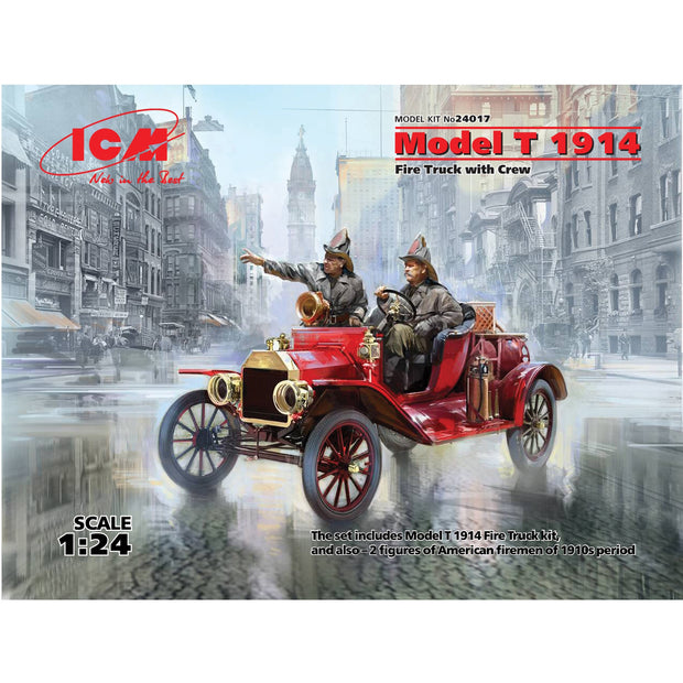 ICM 24017 Plastic model Truck  kit Scale 1:24 Model T 1914 Fire Truck with Crew
