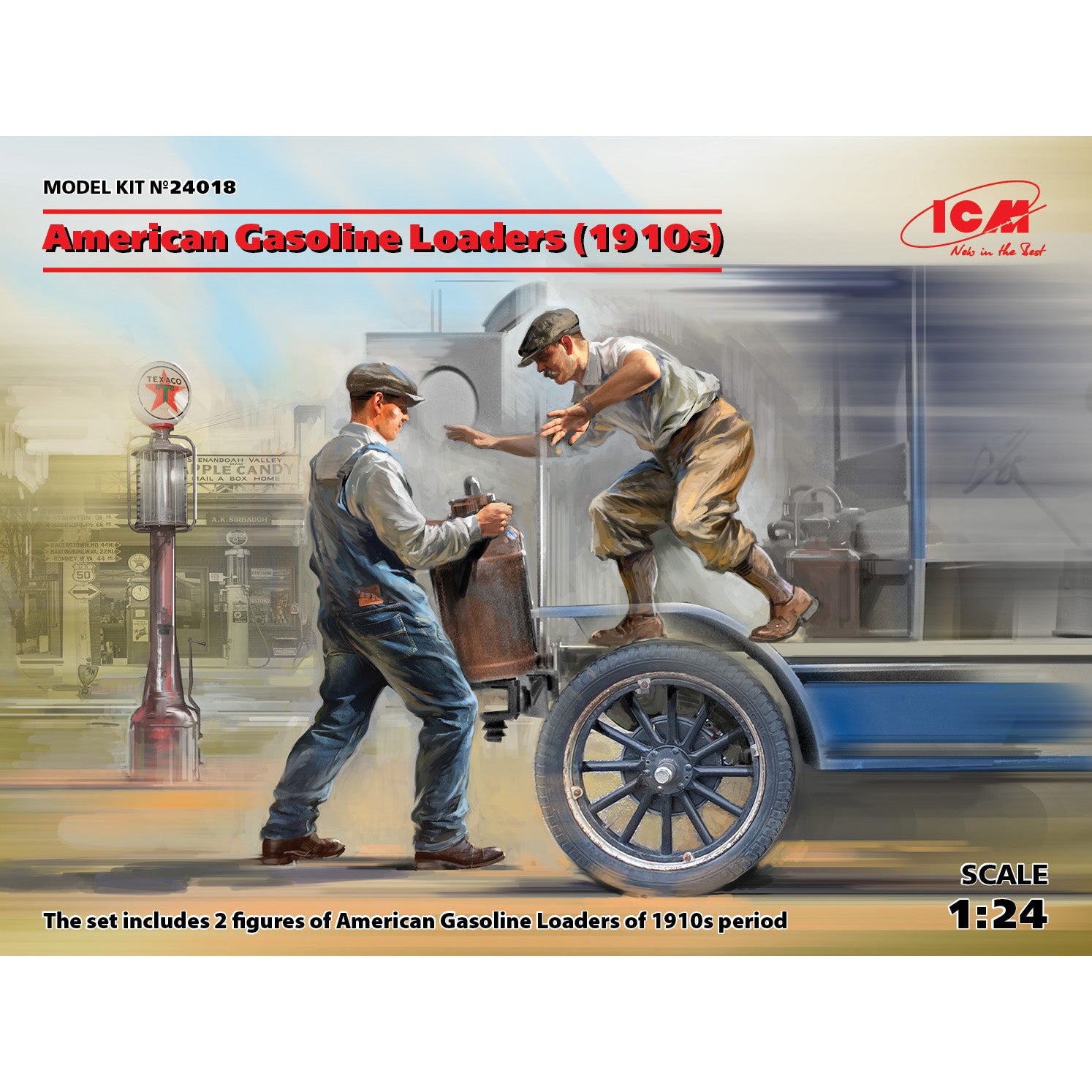 ICM 24018 Plastic model kit Scale 1:24 American Gasoline Loaders 1910s 2 figures