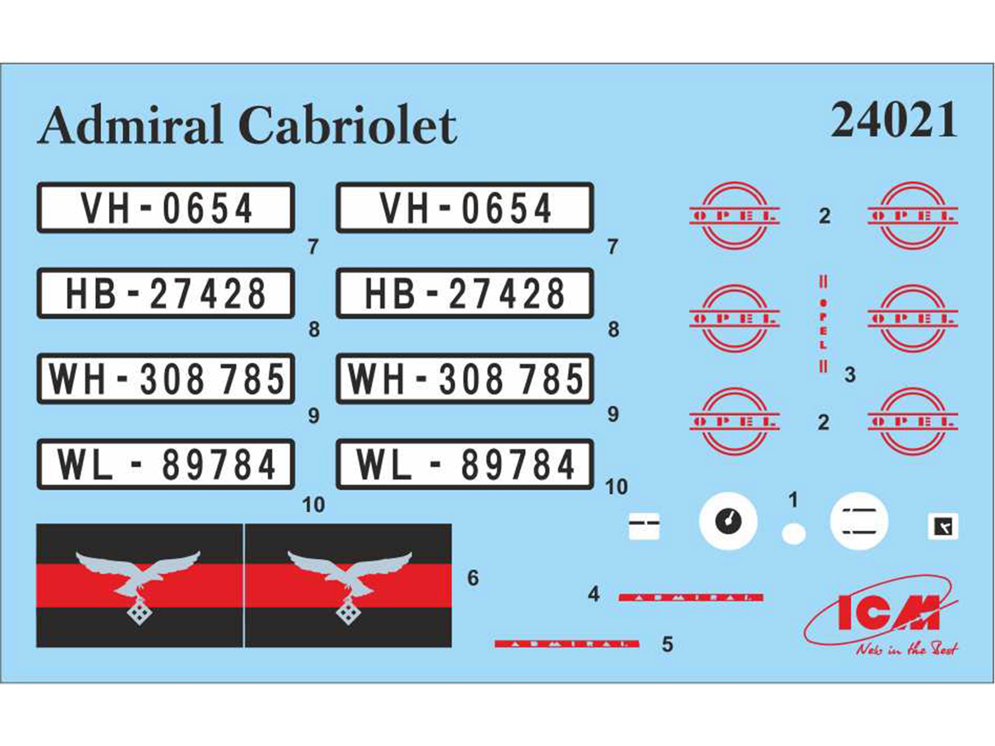 ICM 24021 Plastic model kit car 1:24 Admiral Cabriolet WWII German passenger car