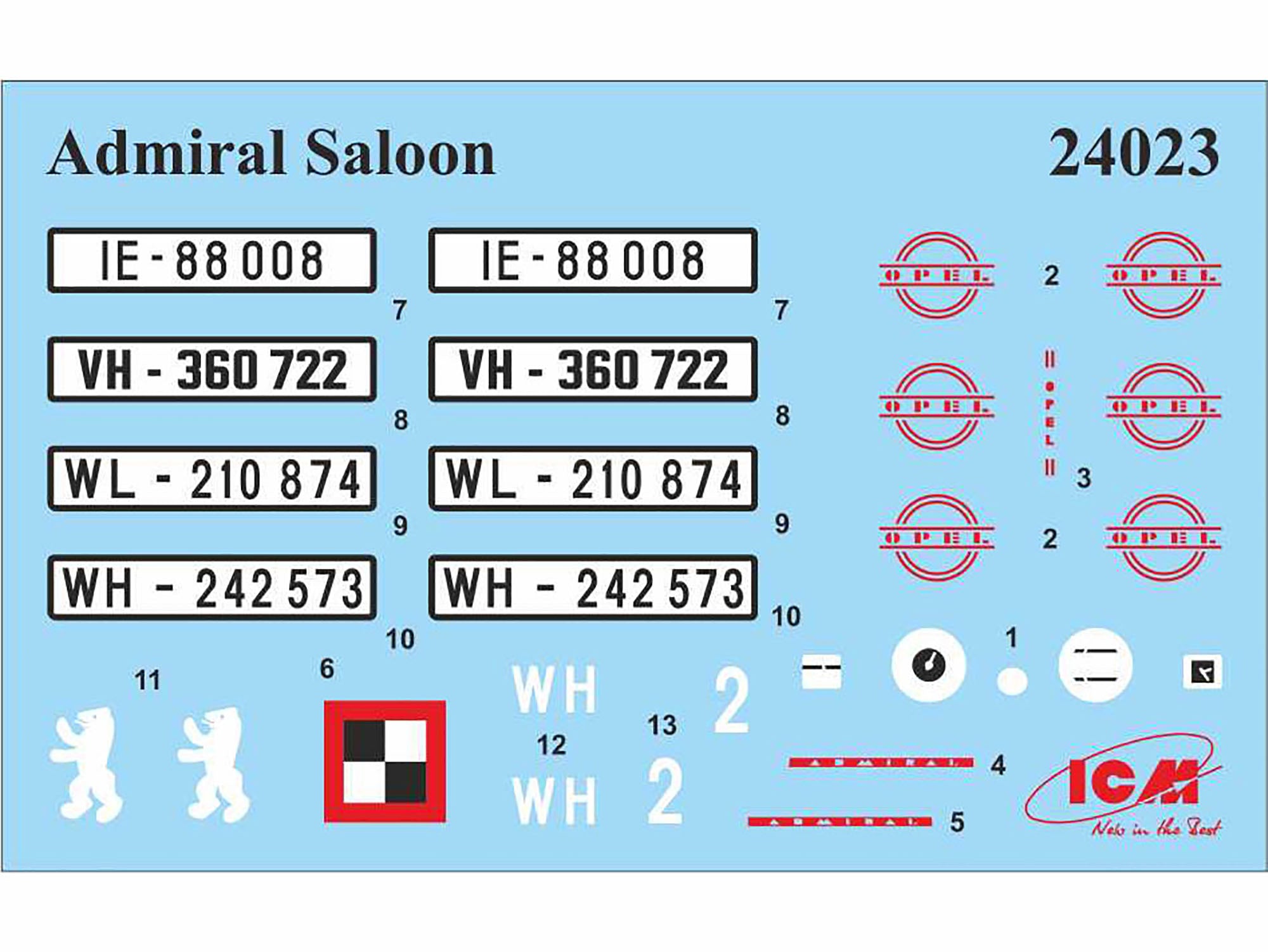 ICM 24023 Plastic model car kit 1:24 Admiral Saloon, WWII German passenger car