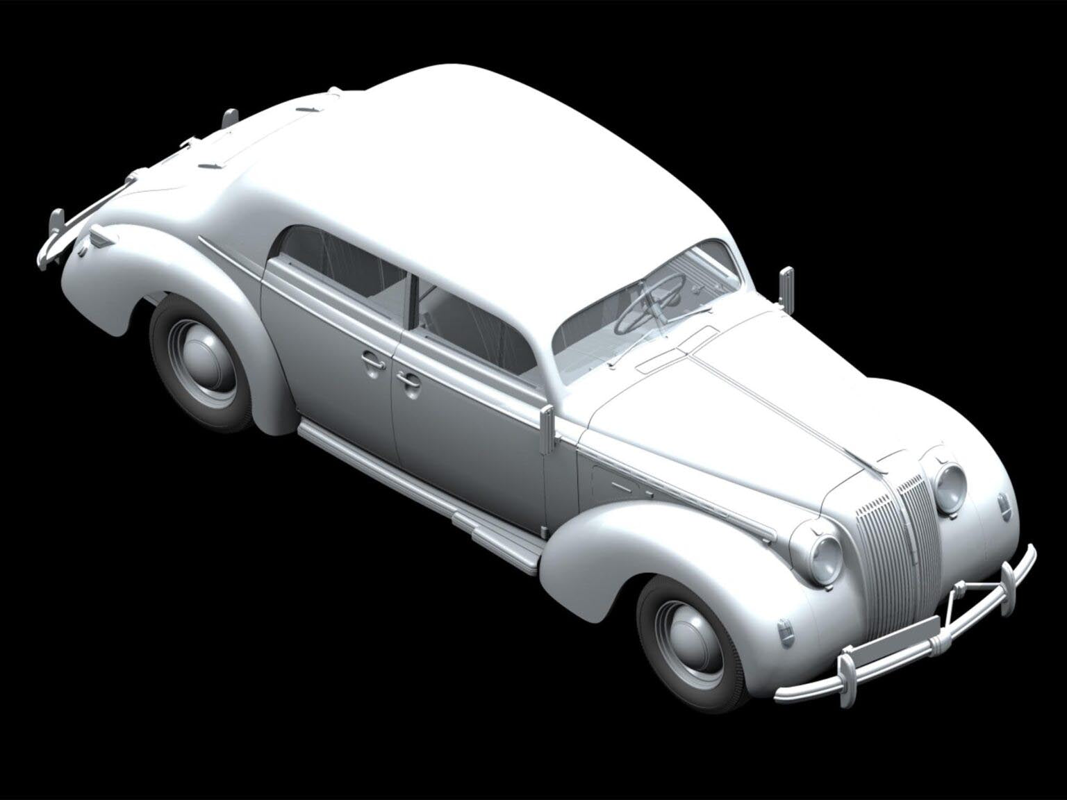 ICM 24023 Plastic model car kit 1:24 Admiral Saloon, WWII German passenger car