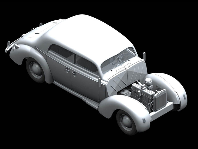 ICM 24023 Plastic model car kit 1:24 Admiral Saloon, WWII German passenger car