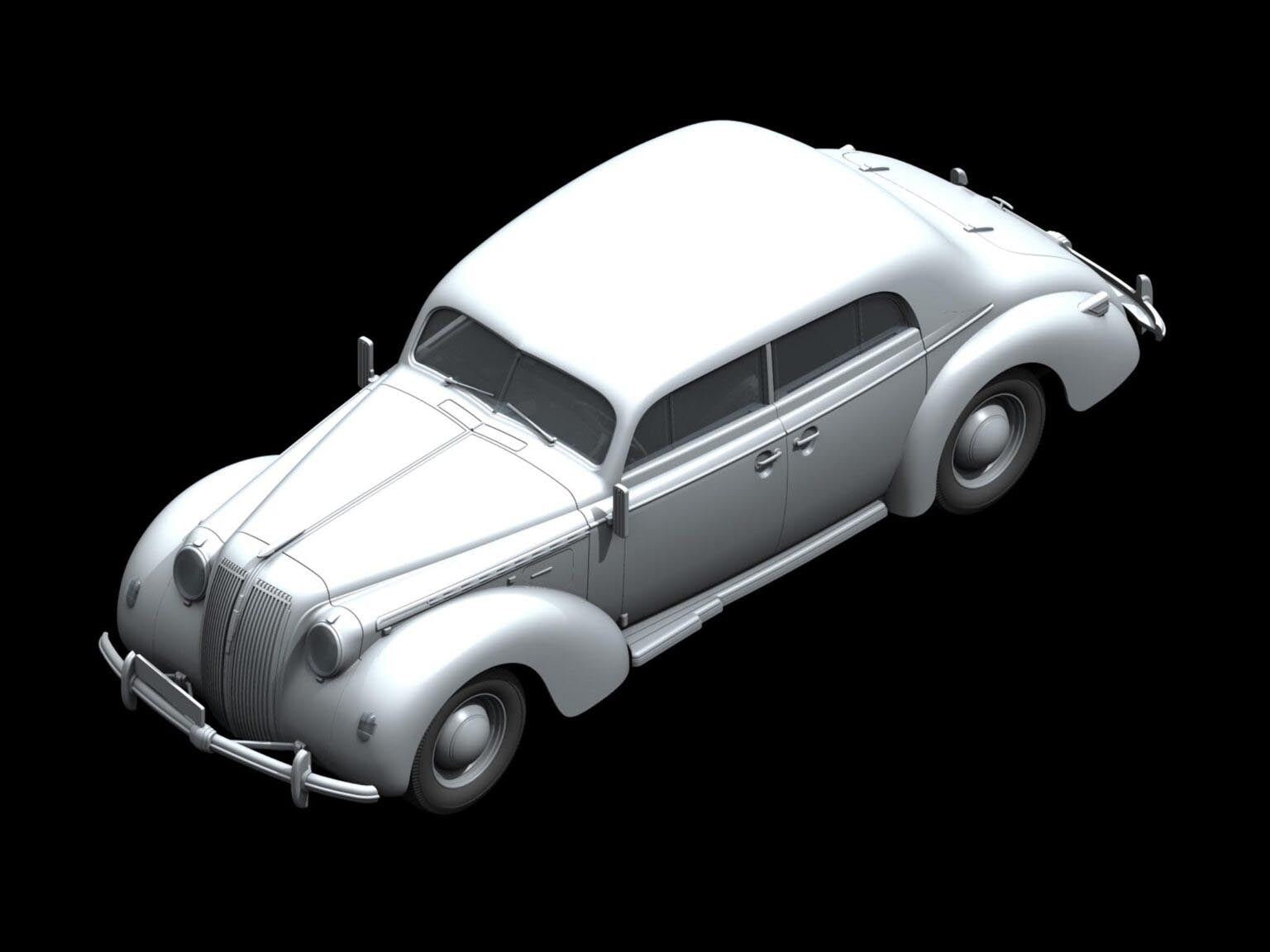 ICM 24023 Plastic model car kit 1:24 Admiral Saloon, WWII German passenger car