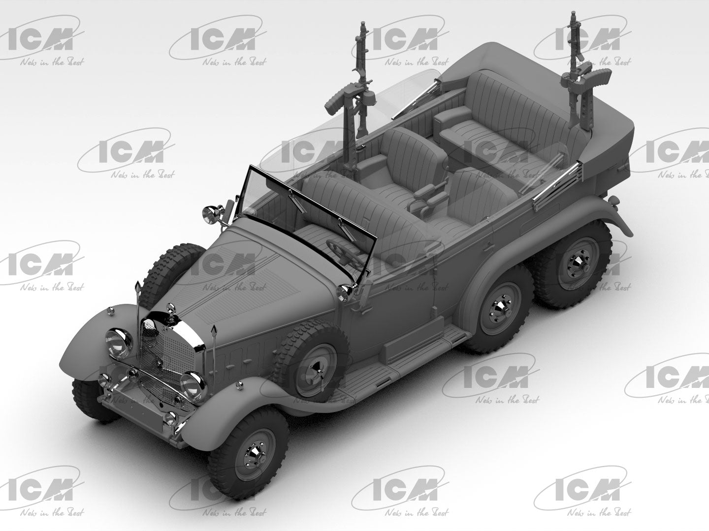 Type G4 with MG 34 and German Staff Personnel Scale 1:24 Plastic Model ICM 24024