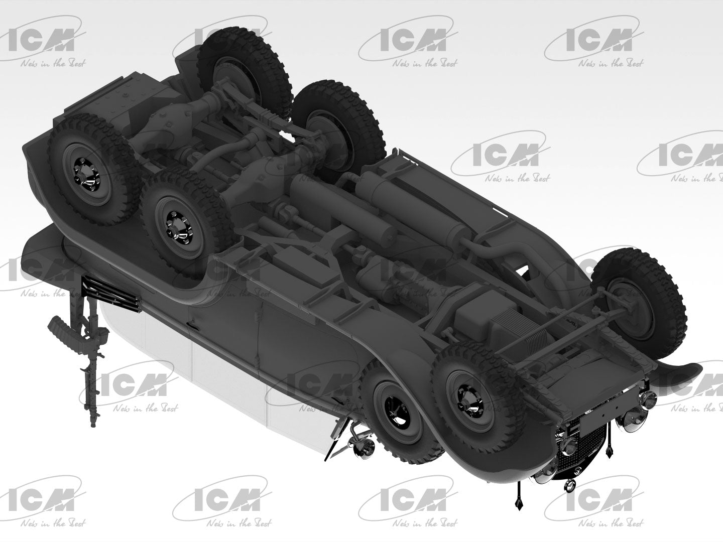 Type G4 with MG 34 and German Staff Personnel Scale 1:24 Plastic Model ICM 24024