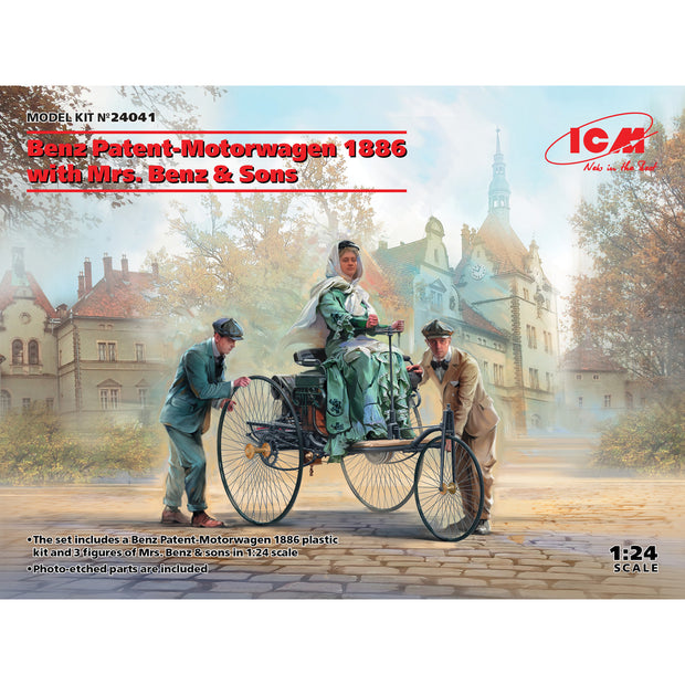 ICM 24041 car plastic models kit Scale 1:24 Patent-Motorwagen 1886+Scale figures