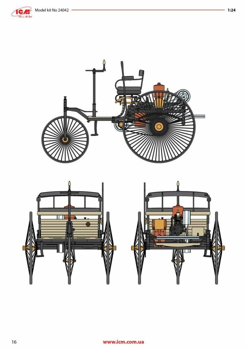 ICM 24042 Plastic model car kit Scale 1:24 Car 1886 (Easy Version) kits model