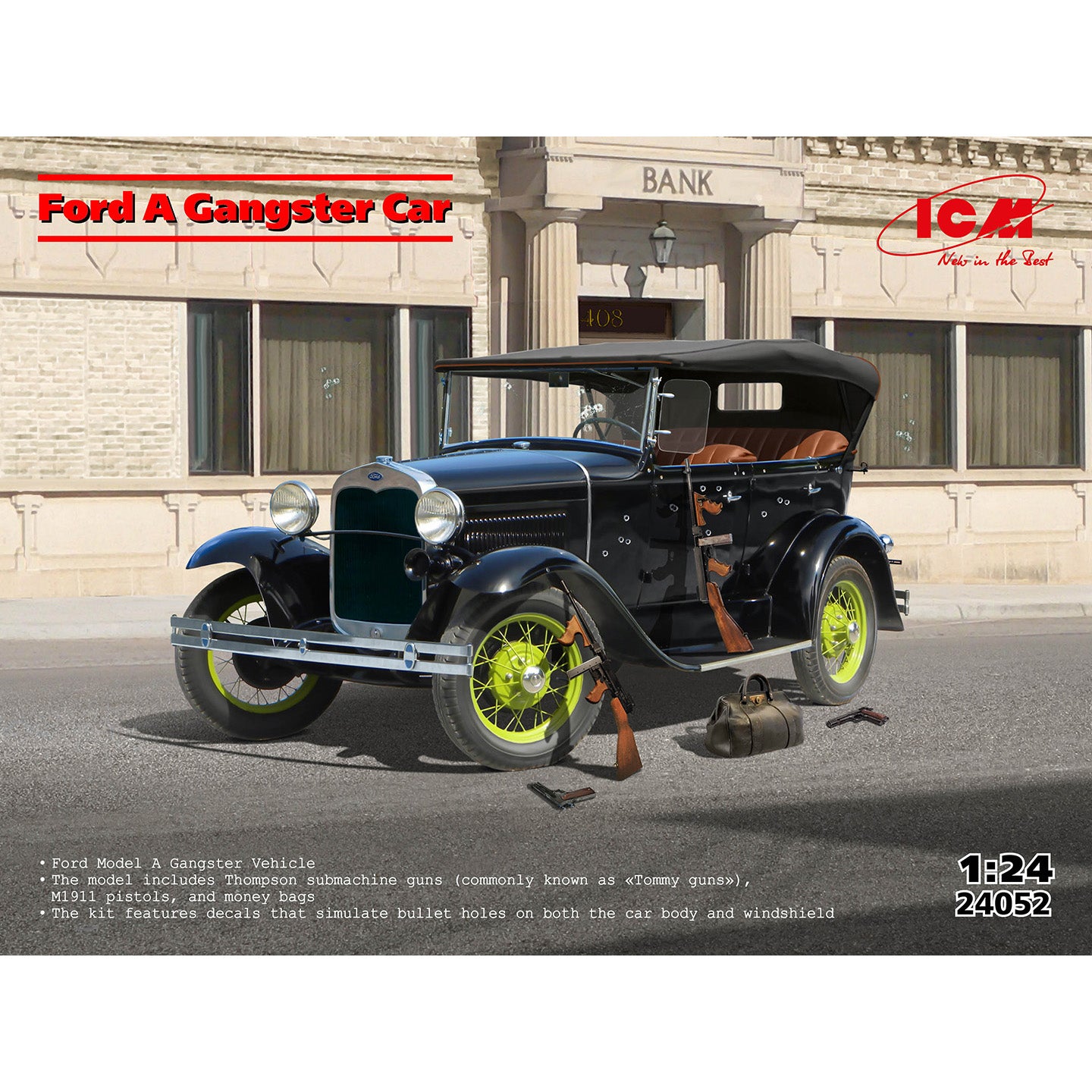 Ford A Gangster Car Scale 1:24 ICM24052 Plastic Model Car Kit