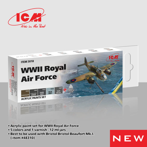 ICM 3018 Acrylic paint set for WWII Royal Air Force