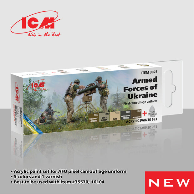 ICM 3025 Acrylic paint set for AFUpixel camouflage uniform for Plastic model kit