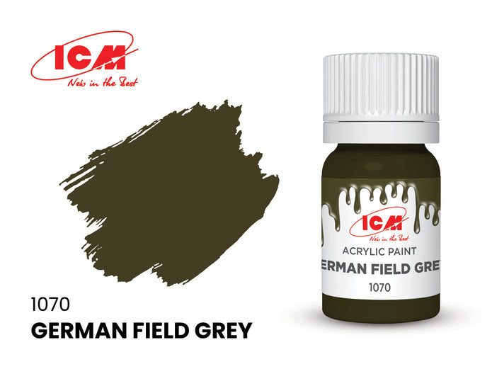 ICM 3032 Acrylic paint set for WWII German tank crew Grey Red Brown Green Black