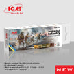 ICM 3042 Acrylic paints set for WWI British Infantry Yellow, Brown, Green