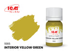Acrylic paints set for US cars of 1930 – 1940 Grey Yellow Red Green Blue ICM3048