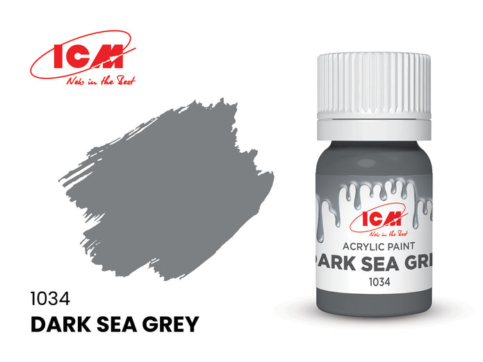 Acrylic paints set for WWII German U-boats Grey, Yellow, Red 12 ml х 6 ICM 3053