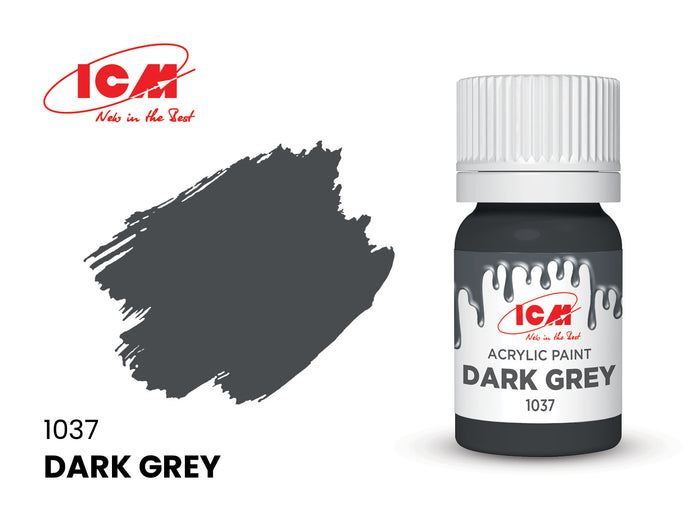Acrylic paints set for WWII German U-boats Grey, Yellow, Red 12 ml х 6 ICM 3053