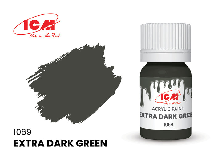 Acrylic paints set for WWII British infantry Grey Brown Green 12 ml х 6 ICM 3054