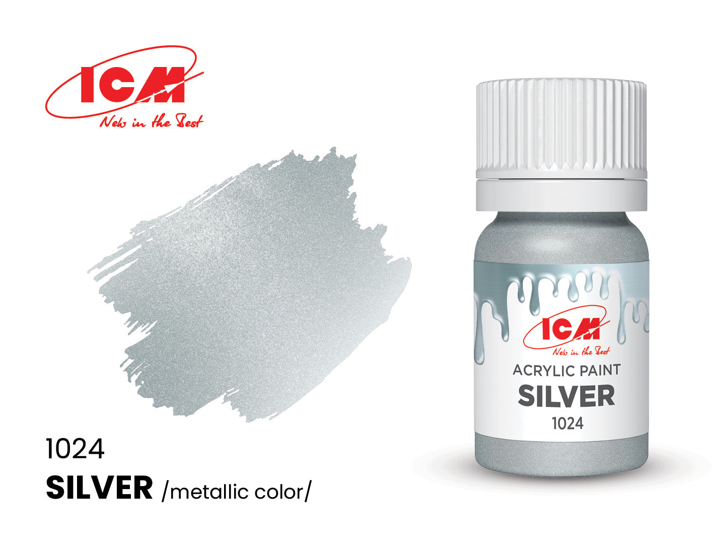 Acrylic paints set for Civil Aviation Grey, Red, Blue, White 12 ml х 6 ICM3055