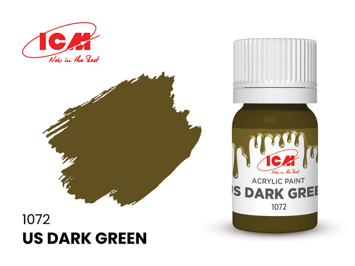 Acrylic paints set for Humvee Us military cars Grey, Brown, Green, Black ICM 3059