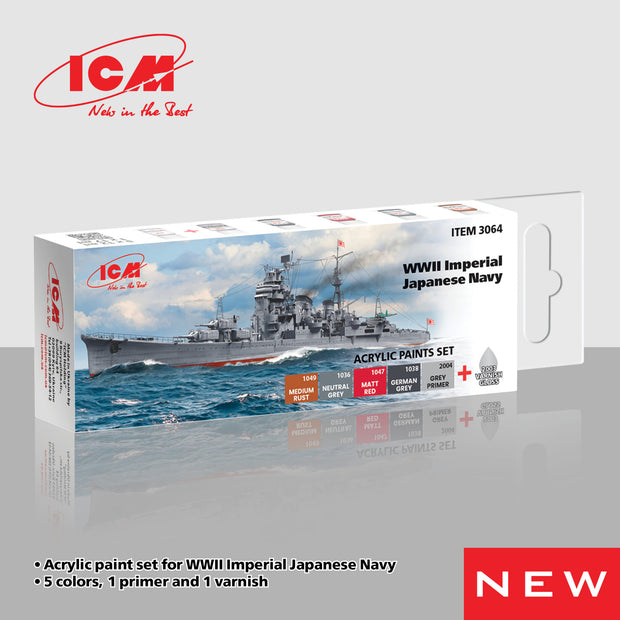 Acrylic paints set for WWII Imperial Japanese Navy Grey, Red, Brown