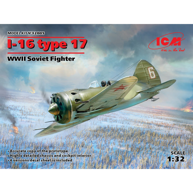 ICM 32005 Plastic model aircraft kit Scale 1:32 Soviet Fighter I-16 type 17