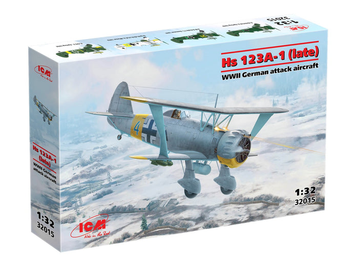Hs 123A-1 (late) WWII German attack aircraft Scale 1:32 ICM32015 Plastic Model Aircraft Kit