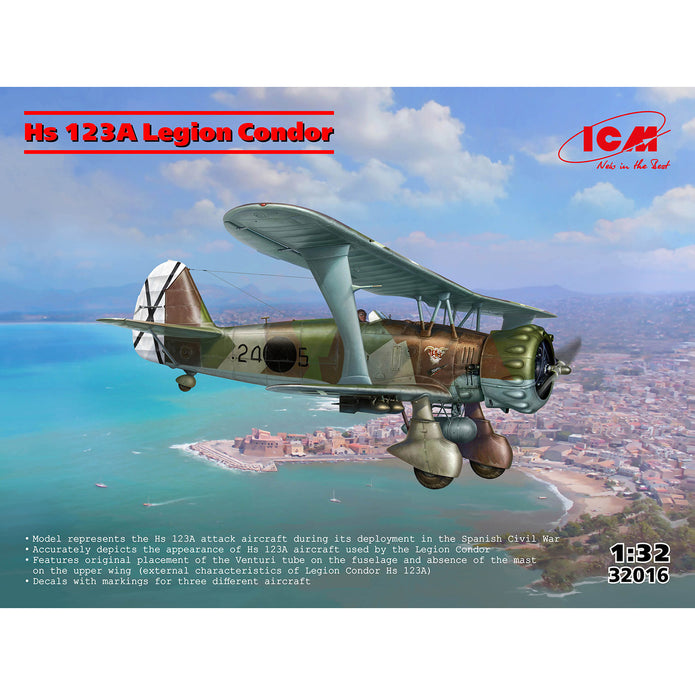 Hs 123A Legion Condor Scale 1:32 ICM32016 Plastic Model Aircraft Kit