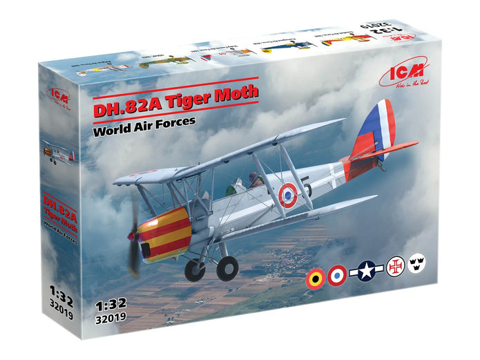 DH.82A Tiger Moth World Air Forces Scale 1:32 ICM32019 Plastic Model Aircraft Kit