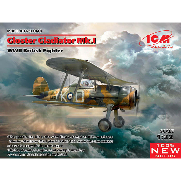 ICM 32040 Plastic model aircraft kit Biplane Scale 1:32 Gloster Gladiator Mk.1