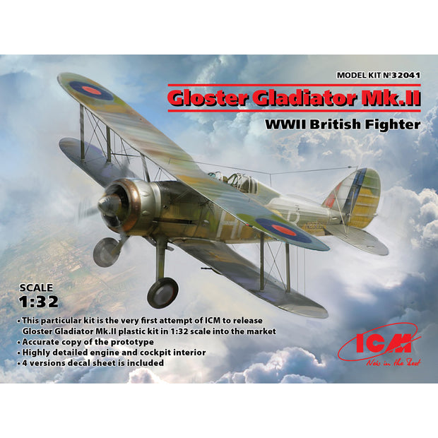 ICM 32041 Plastic model kit 1:32 Gloster Gladiator Mk.II (WWII British fighter)