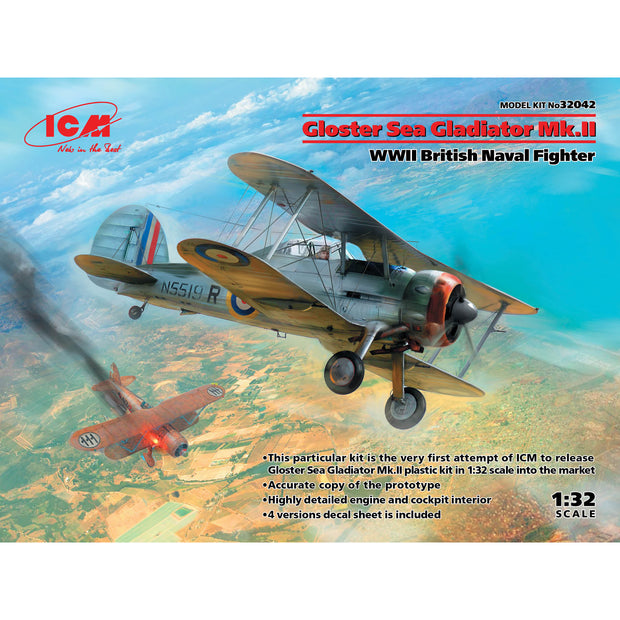 ICM 32042 model kit 1:32 Gloster Sea Gladiator Mk.II WWII British Naval Fighter