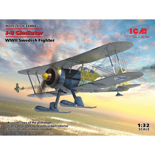 ICM 32044 Plastic model kit 1:32 J-8 Gladiator, Swedish World War II fighter