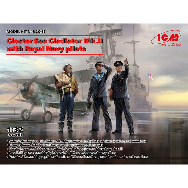 Gloster Sea Gladiator Mk.II With Royal Navy pilots ICM 32045 Scale Model 1:32