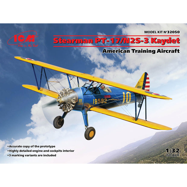 ICM 32050 Plastic model kit 1:32 Stearman PT-17/N2S-3 Kaydet (training aircraft)
