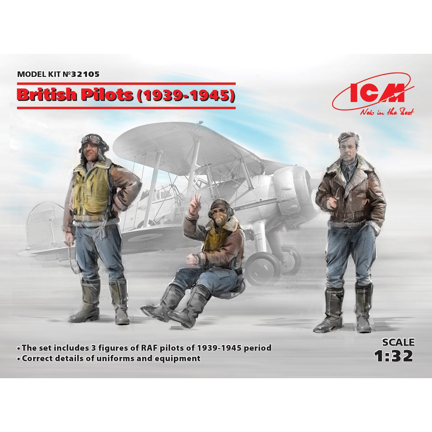 ICM 32105 Plastic model kit Scale 1:32 British Pilots (1939-1945) (3 figures)