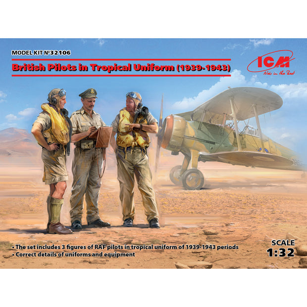ICM 32106 model kit 1:32 British Pilots in tropical uniform (1939-1943) 3figures