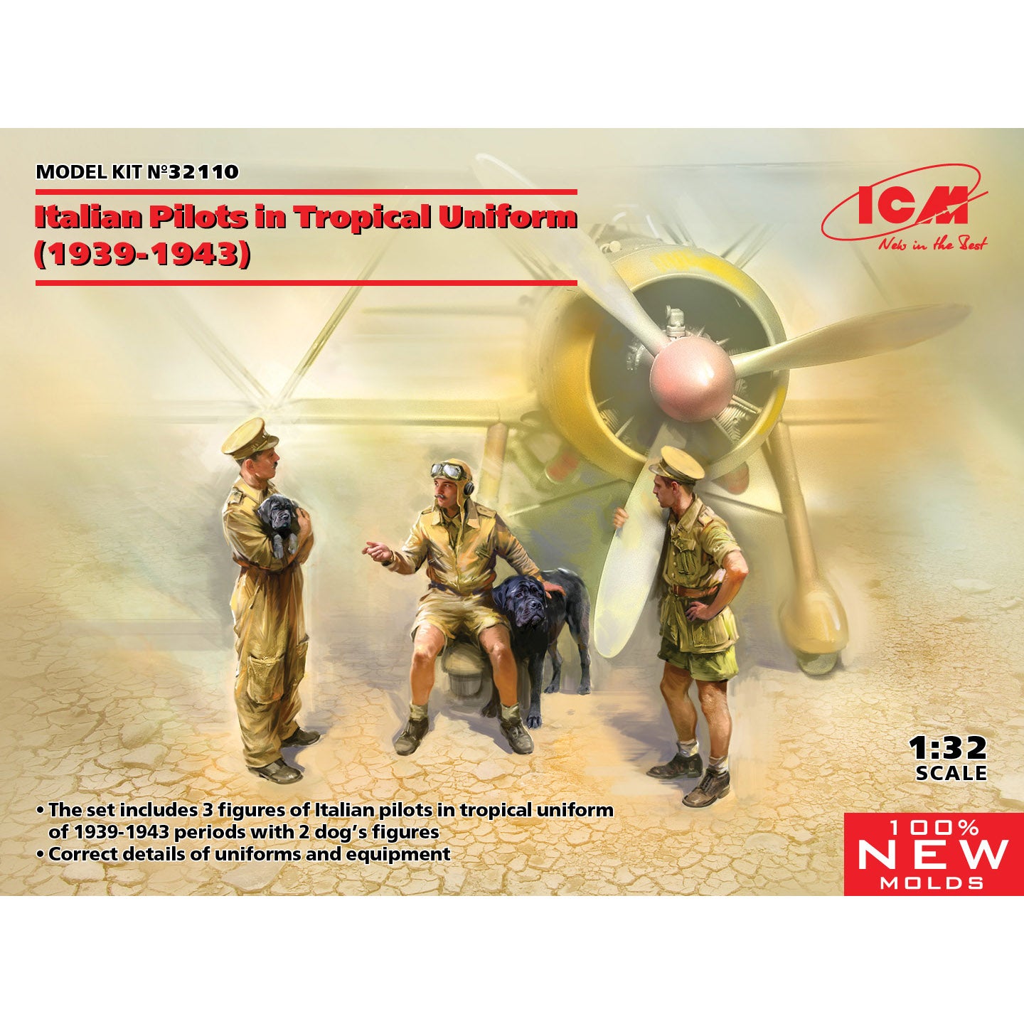 ICM 32110 Plastic model kit 1:32 Italian Pilots in Tropical Uniform (1939-1943)