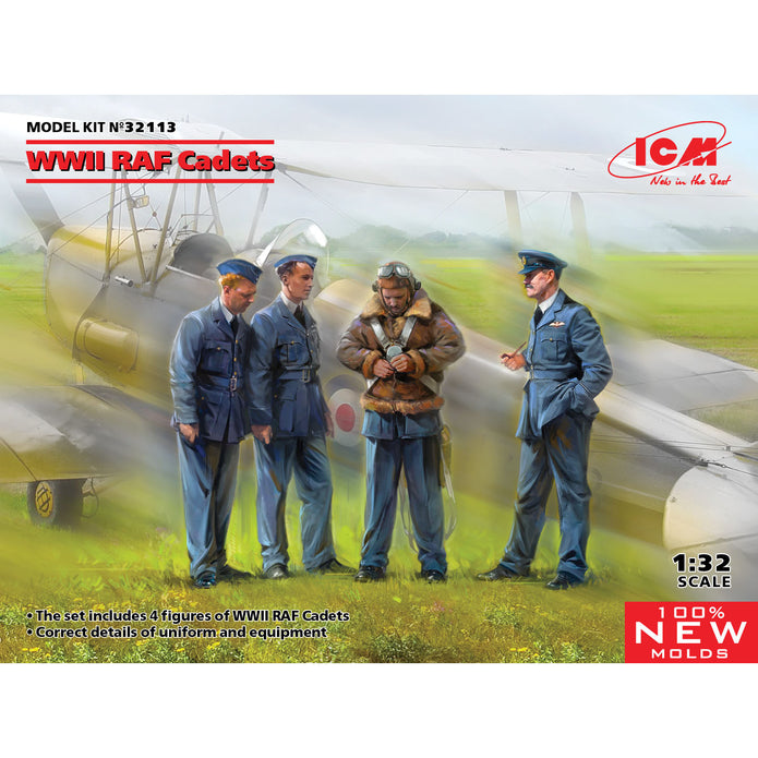 ICM 32113 Plastic model figures kit Scale 1:32 WWII RAF Cadets (4 figures)