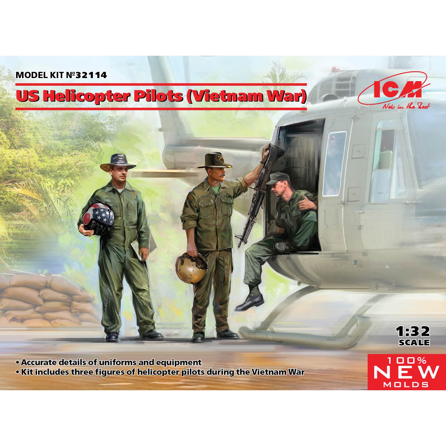 ICM 32114 Plastic model kit 1:32 US Helicopter Pilots (Vietnam War) kits model