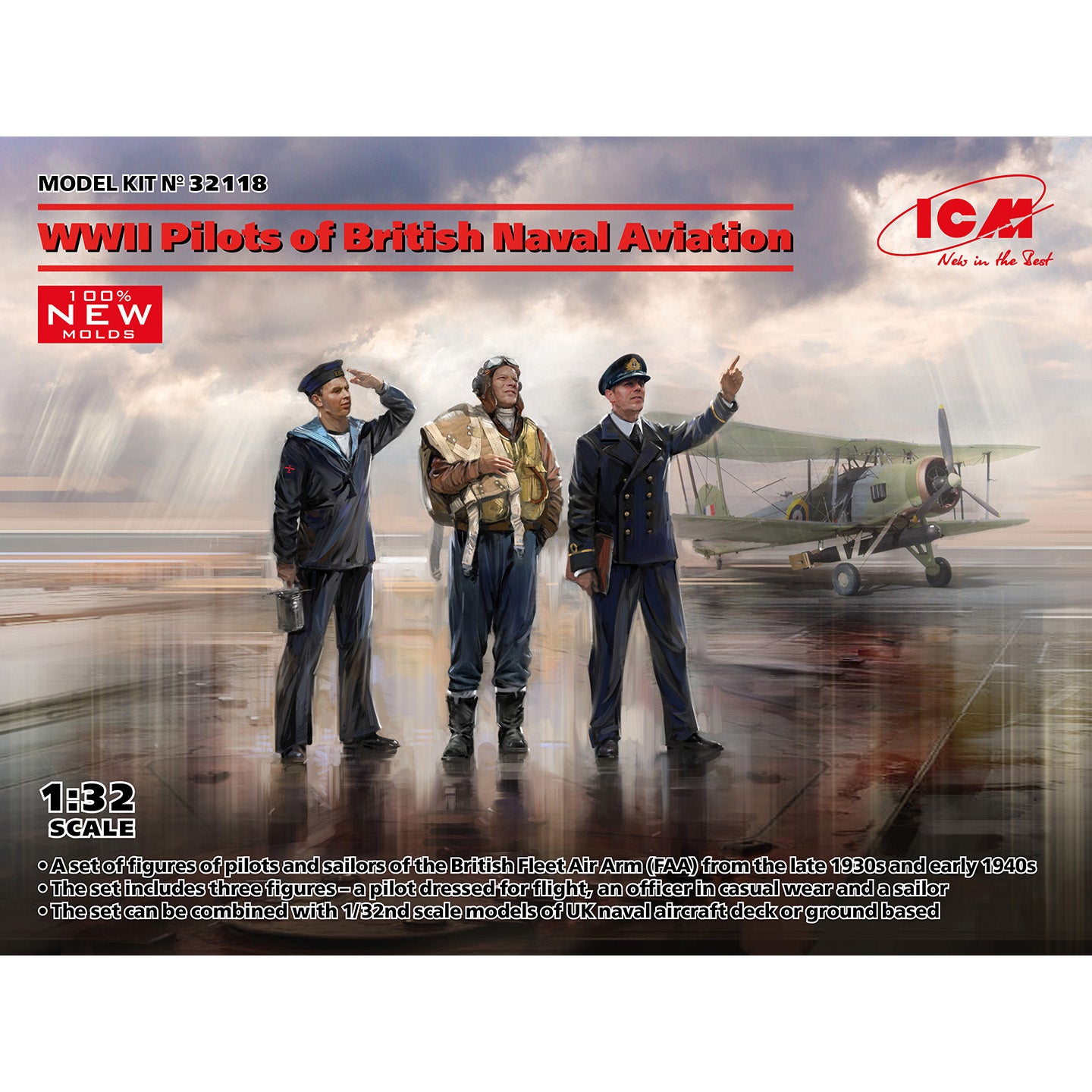 Pilots of British Naval Aviation WWII Scale 1:32 ICM 32118 Plastic Model Figure
